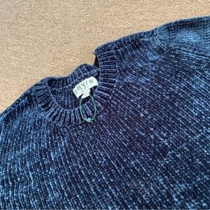 Orvis Sweater Medium Blue Velour Long Sleeve‎ Pullover Crewneck Womens Soft